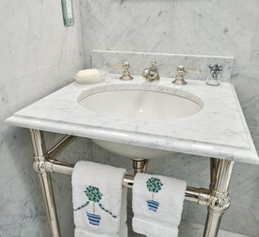 Cararra Marble Vanity Top Polished nickel leg system