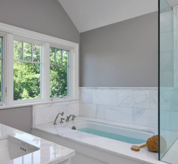 Light Veined Statuary Tub Top and Vanity Top